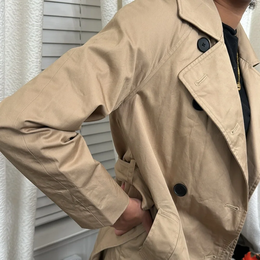 EVERLANE drape Classic Tan Trench Coat Sz xs - Picture 8 of 10